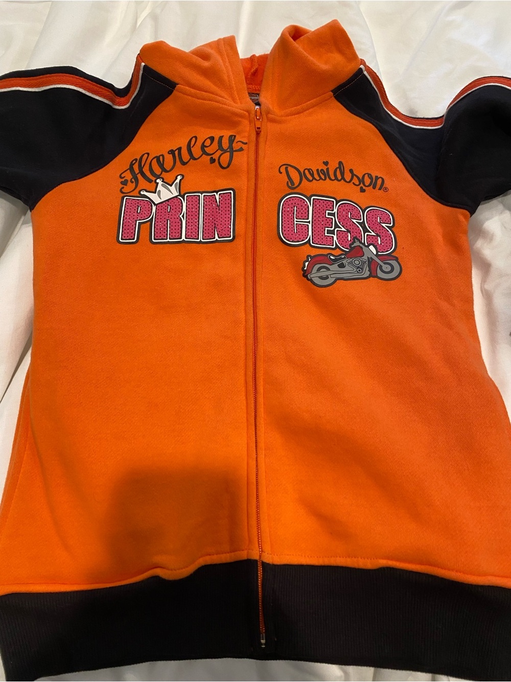 Harley-Davidson Orange & Black 'Princess' Zip Front Jacket